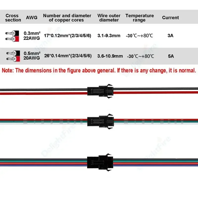 2 3 4 Pin Female to Male Extension Cable 60/100cm SM Connector Electric Wires For LED Rigid Strip Ni-Cd Battery Pack 1-100pcs