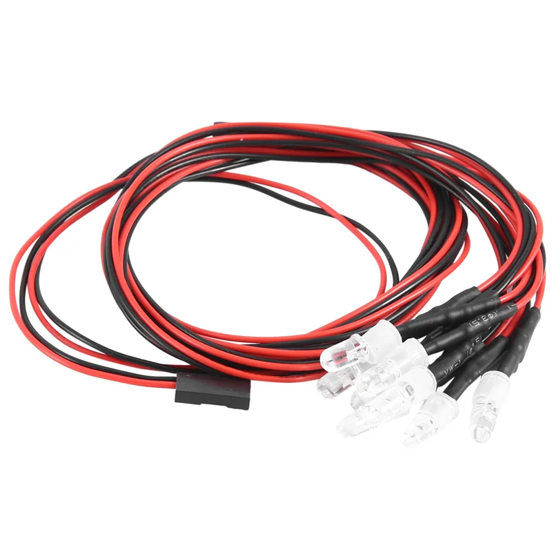 2 個 8LED 5 ミリメートルヘッドライト RC 交換用 LED ライト 1/10 モデルドリフトカー車両用、白赤と黄色-POS