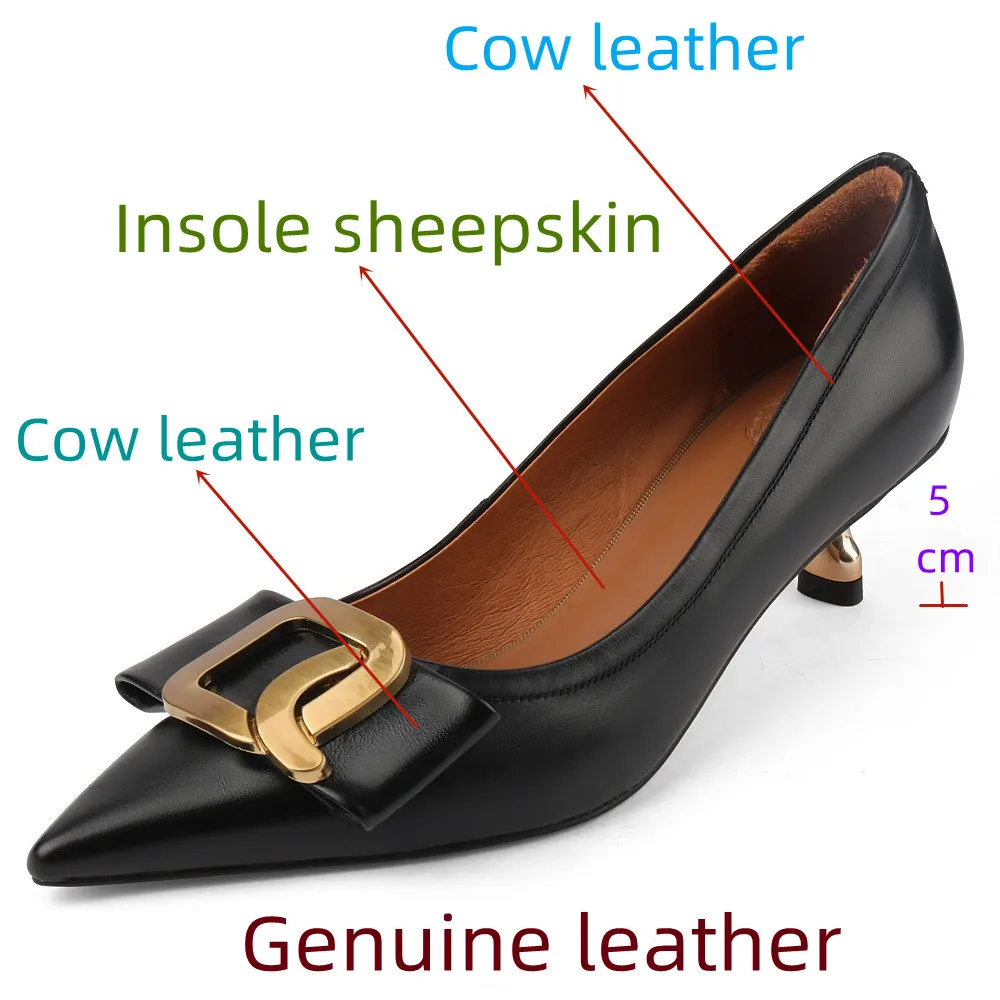 【JOCHEBED HU】Fashion Luxury Genuine Leather Pointed Toe Pumps High Heels Shoes For Women Party Sexy Shoes Stiletto 33-40