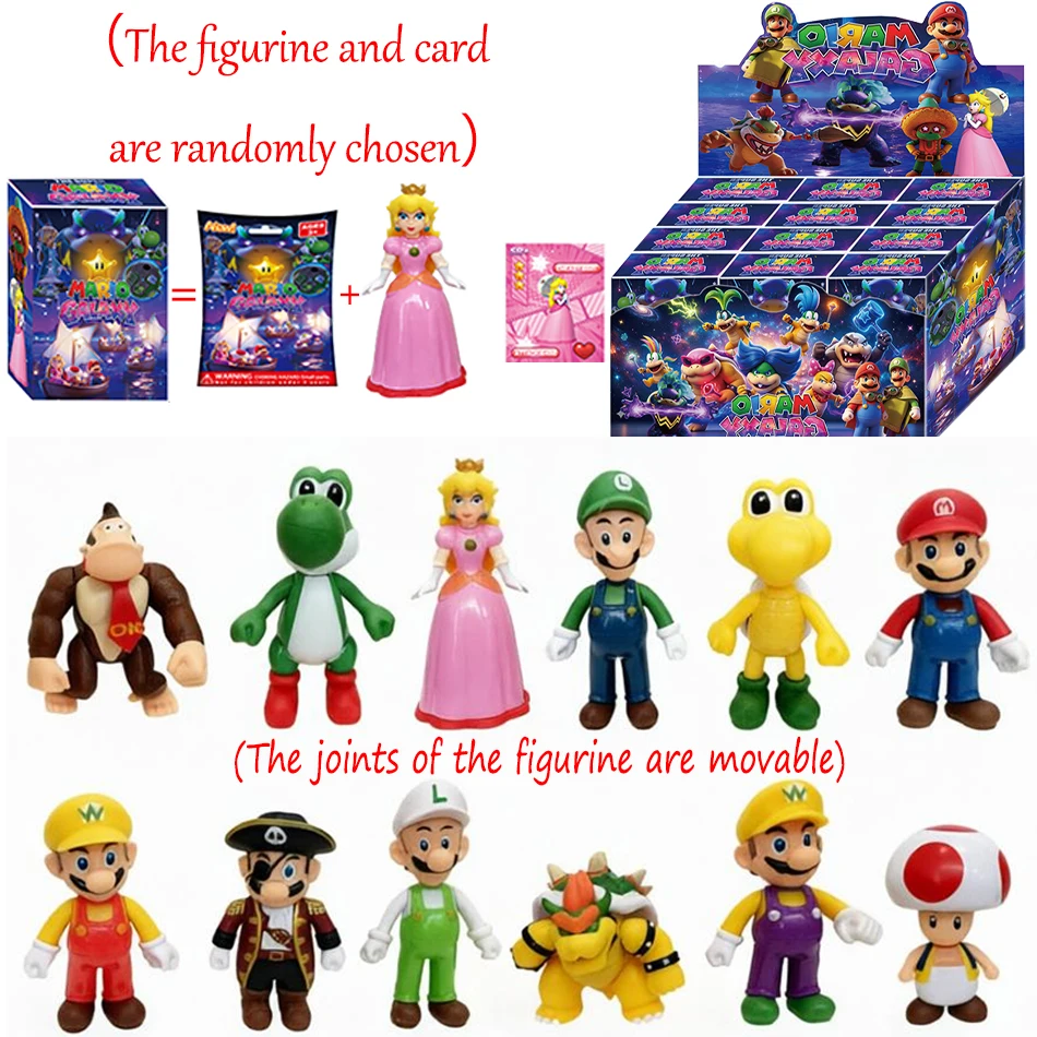

Super Mario Bros PVC Action Figure Toys Dolls Blind Box Model Set Luigi Yoshi Mushroom for Kids Birthday Gifts