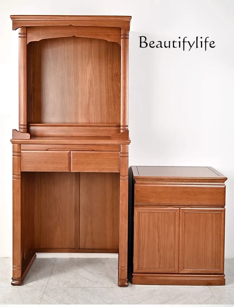 

Golden Sandalwood Buddha Cabinet Shrine New Chinese Vertical Cabinet Household Living Room Modern Small Shrine Cabinet Shrine