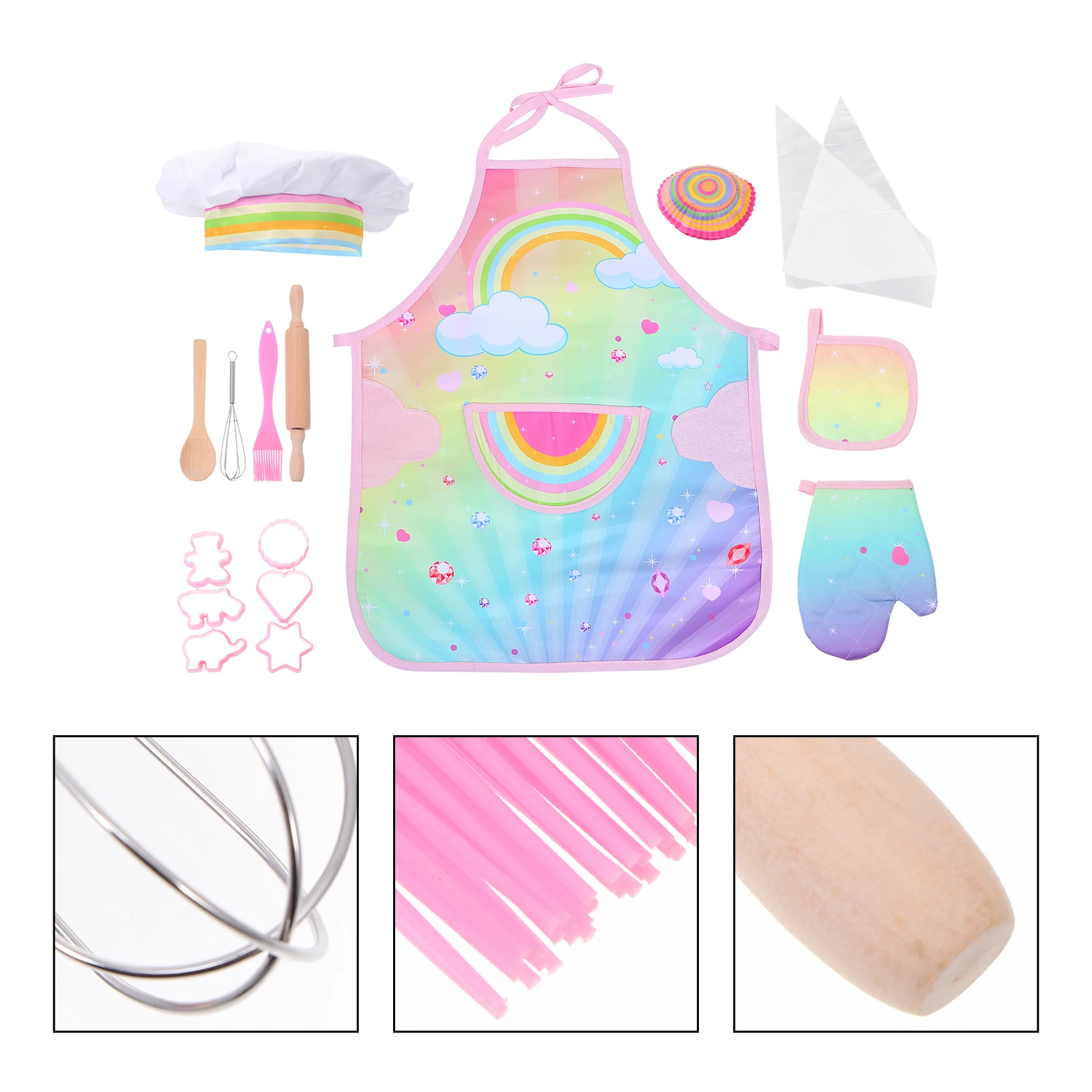 Outils de cuisson tablier dinosaure enfants jouets semblant jouets fille ustensiles de cuisine en acier inoxydable enfants cuisine ustensiles de cuisson