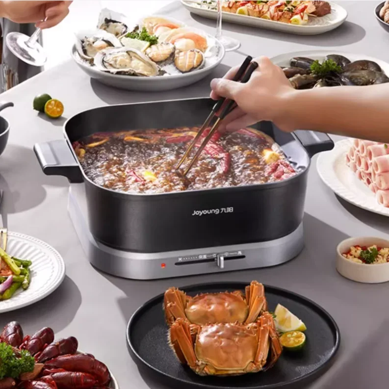 Joyoung Electric Hot Pot - 6L Capacity Multi-Cooker with Non-Stick Coating, Steamer, & Dual Control System