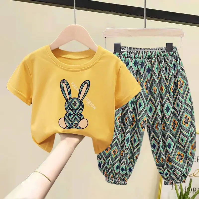 Girl Clothing Set Mother Kids Clothes Children\'s Sets New Summer Boys Girls Cotton T-shirt Baby 2pcs Short Sleeves Trousers Suit