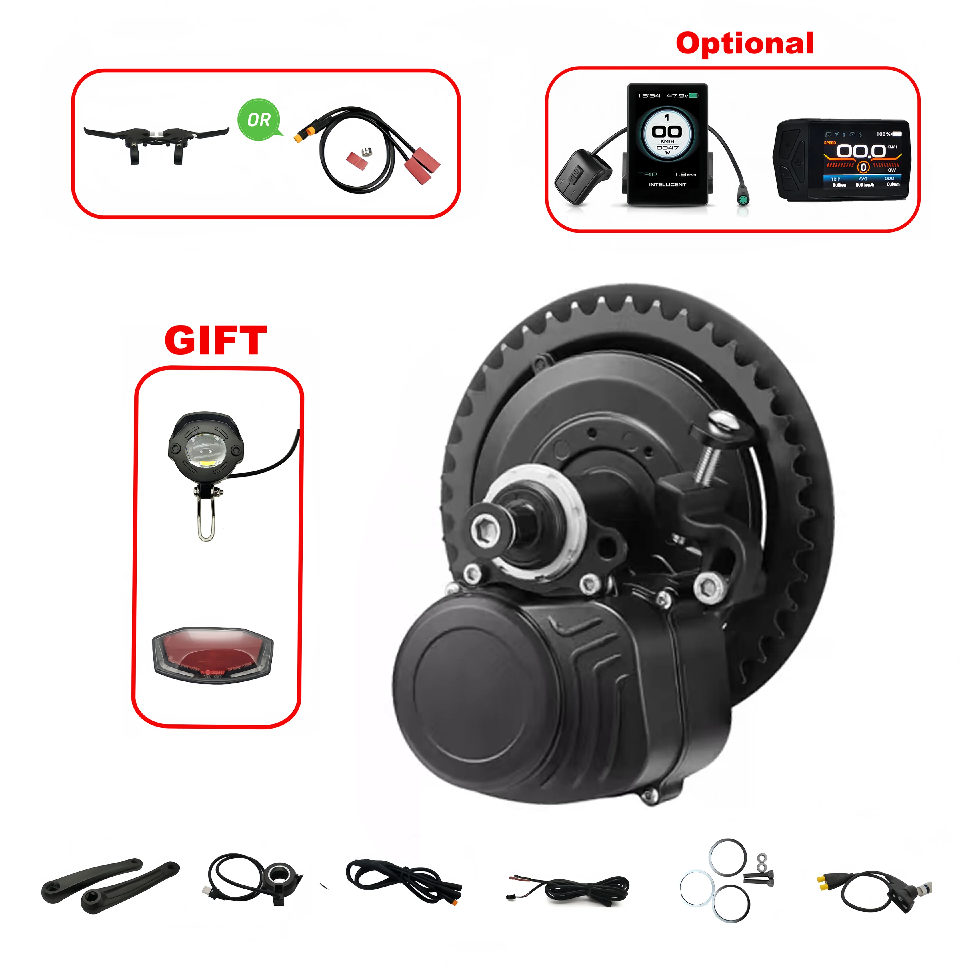 

TongSheng TSDZ2B 36V 250/350W 48V 500W Torque Sensored DIY eBike Mid Drive Crank Motor Kit with Display for 68-73mm Bottom