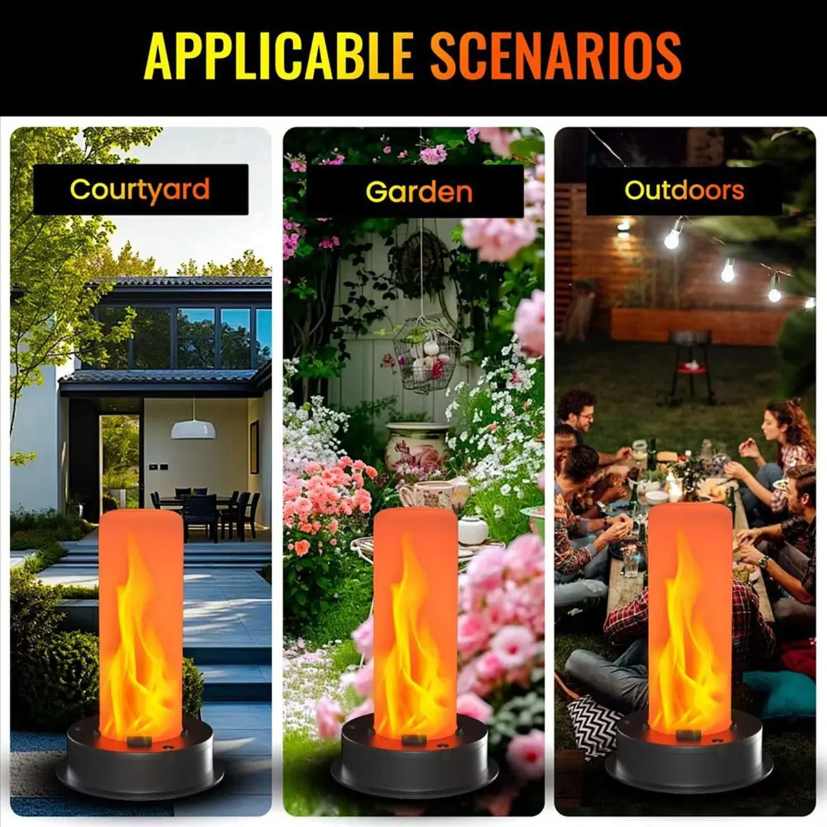 Stable- 4 Pack Replacement Solar Light Tops with Flickering Flame,Waterproof Outdoor Solar Light Parts Lantern Replacement Kit image 2