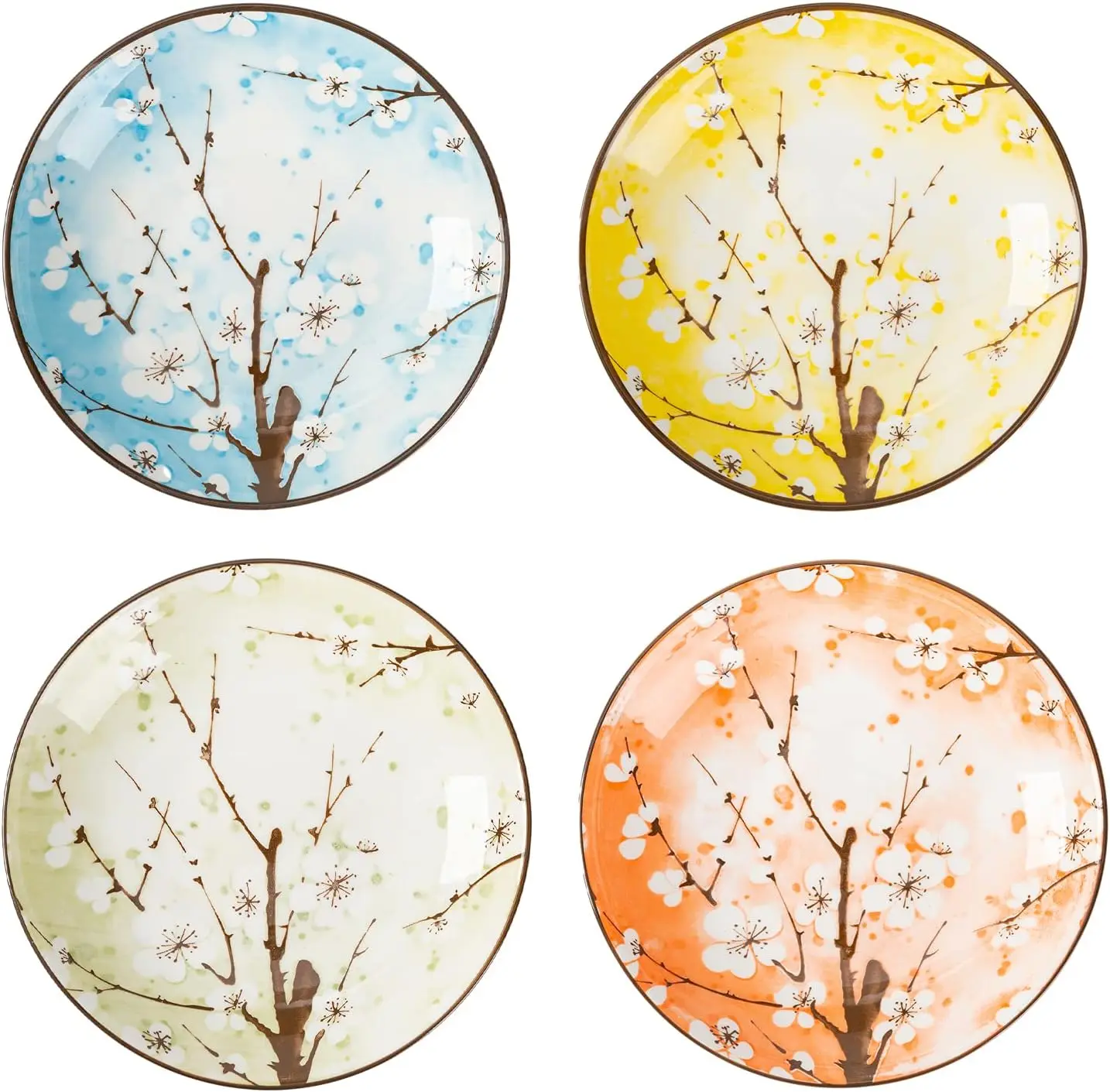 

Set of 4 Japanese Pottery Ceramic 7 Inch Plates for Any Meal and Any Dish, Japanese Dinnerware and Tableware Comes in Assorted C