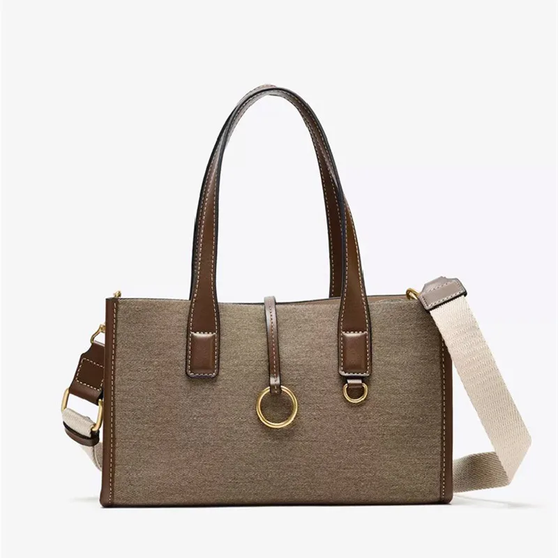 

New Simple Casual Canvas Bag Women's Handbag Zipper Shoulder Bag 2025 Fashion Ladies Square Tote Shopping Bag