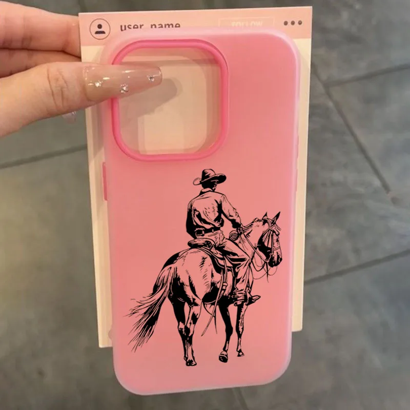 A Classic Cowboy Knight Design Case For iPhone 17 Air 16 15 Pro Max 16E 14 13 12 11 PRO XS XR 7 8 Plus 2 IN 1 Matte Clear Cover