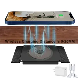 Invisible Wireless Charger, Under Desk Furniture Wireless Charging Pad 10W, Hidden Long Distance Wireless Phone Charger