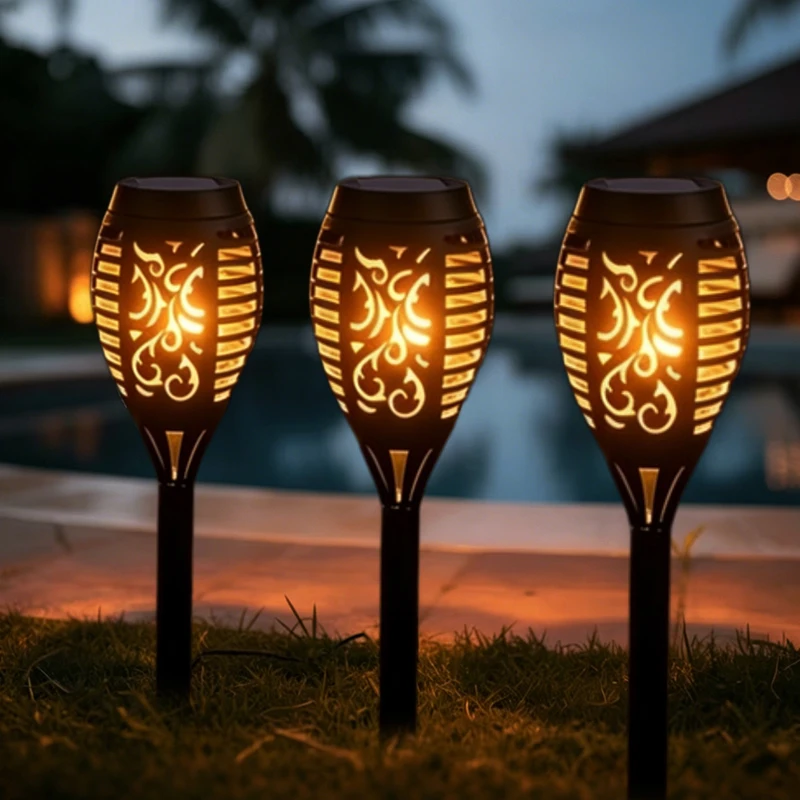 Solar Garden Lights Outdoor 12LED Flickering Flames Torch Light Waterproof Landscape Lighting for Yard Patio Driveway Lawn