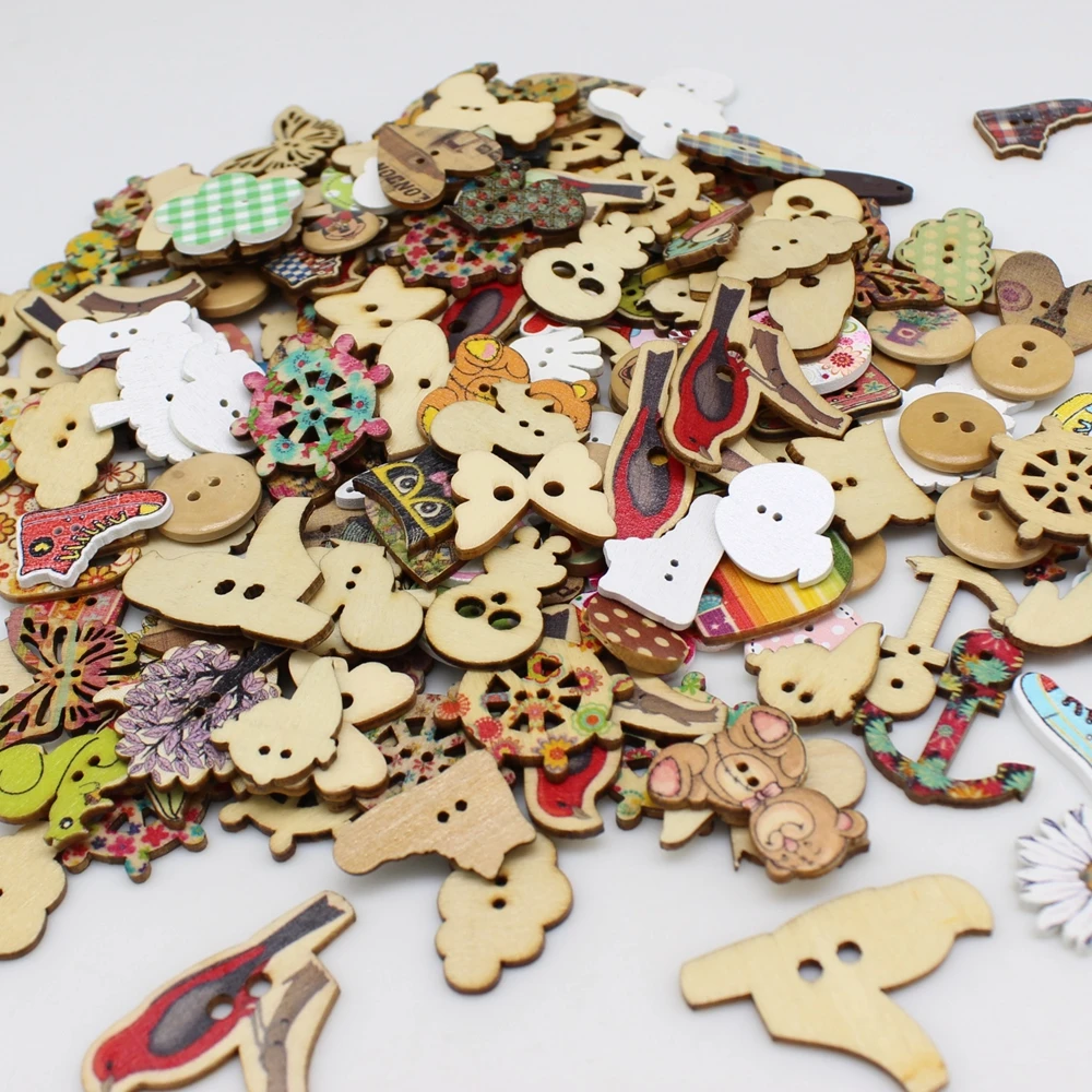 50PCs/lot Mix Wooden Button Mix Style DIY Button Fit Sewing Buttons Crafts Scrapbooking Craft Accessories view 3