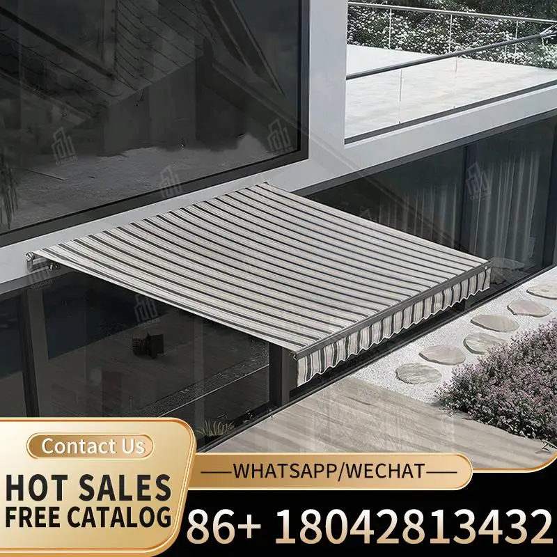 

Outdoor Motorized Folding Arm Awning Retractable Terrace Cover Electric Patio Balcony Rain Canopy Acrylic for US Gardens and Eur