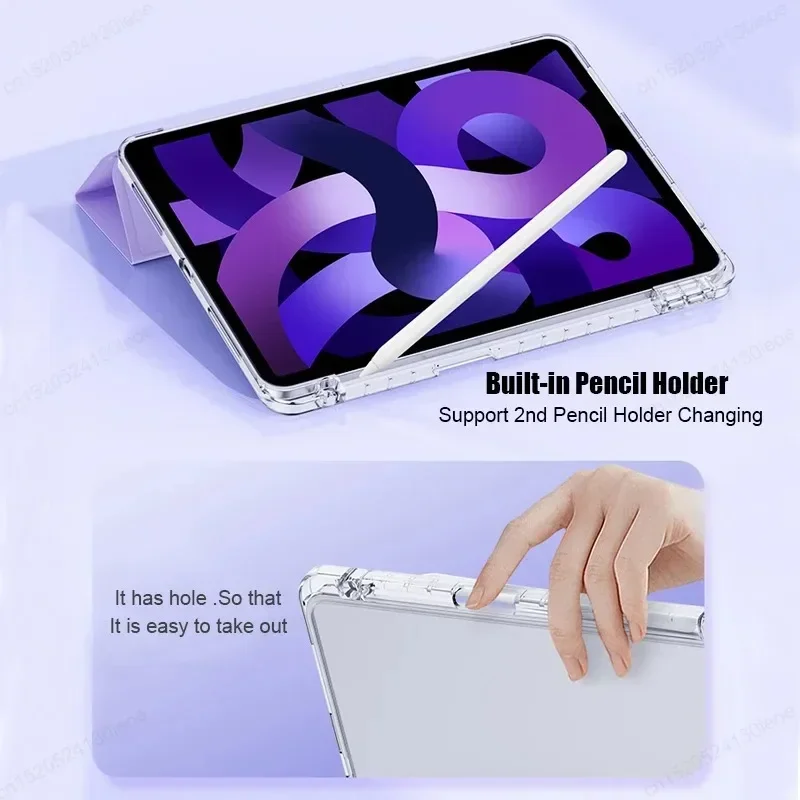 For iPad Air 5 Air 6 A16 11th M3 iPad Pro 11 12.9 13 10 Gen 10.5 10.2 9th 8th 6th 5th 9.7" Mini 7 6 Smart Case with Pen Holder