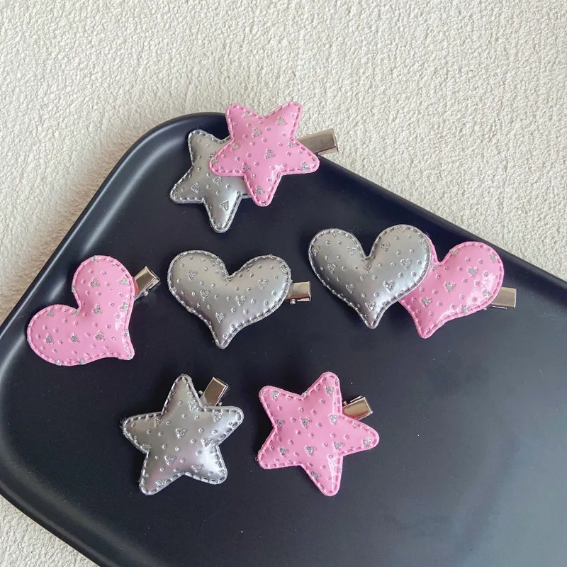 Baby Girl Y2K Heart Star Hair Pin Cute Kids Solid Color Hair Clips Woman Hairpin Baby Hair Accessories Kawaii Korean Side Clip