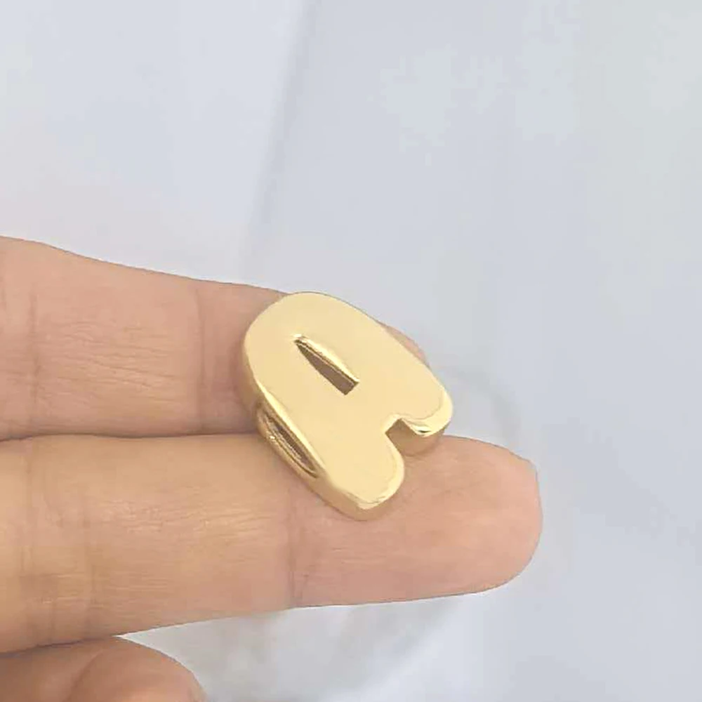 QMHJE Initial Alphabet Buchstaben Spacer Perlen für Armband Großes Loch Stern Herz Charm Anhänger Gold Farbe DIY Herstellung Kupfer Großhandel