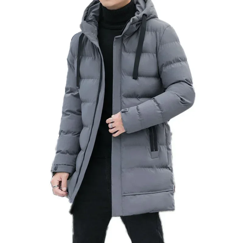 Winter Warm Long Outwear Hooded Thicken Mid-length Hooded Coat Men Warm Parka Winter Puffer Jacket Fashion Coat Male Overcoat