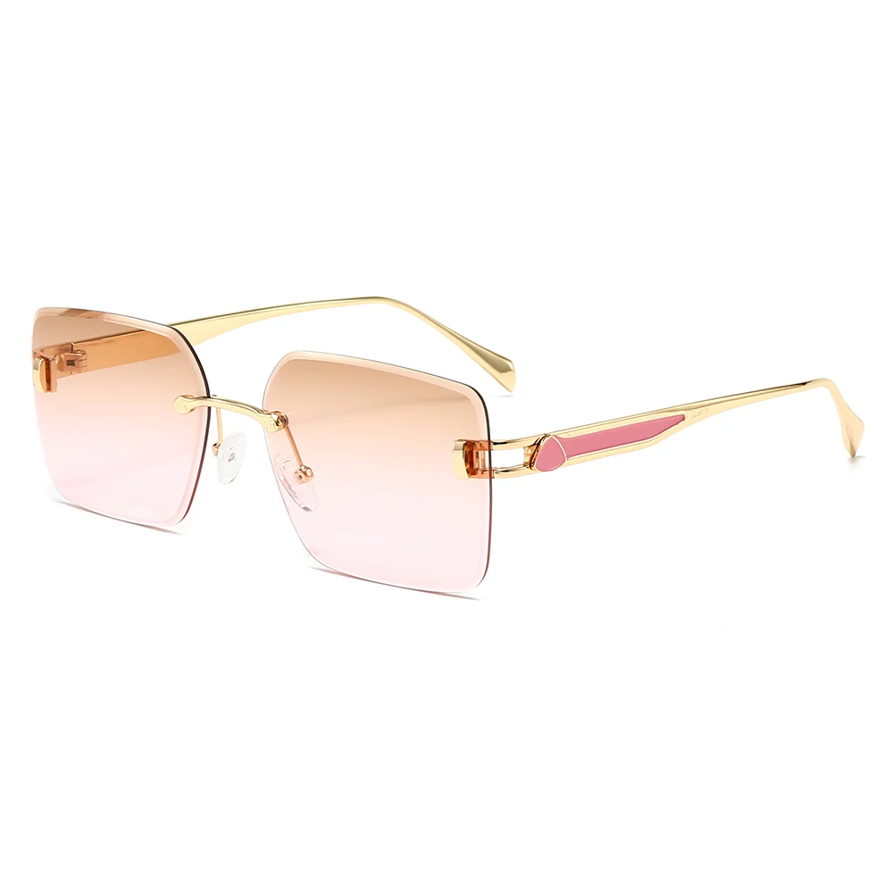 

Brand Women's Sunglasses Metal Frame Fashionable Frameless Gradient Color Casual Fishing Men's Sunglasses UV400