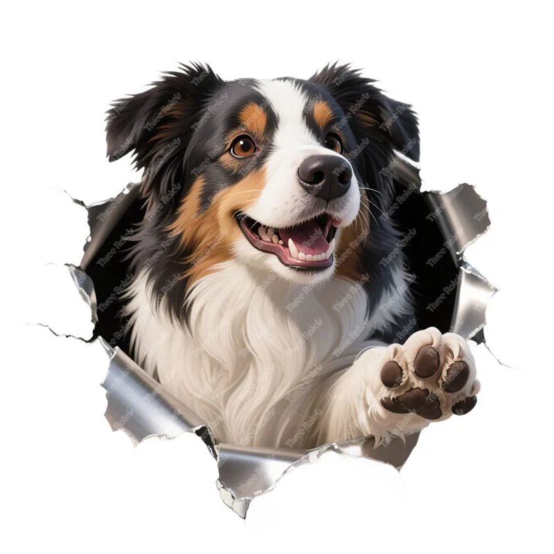 Three Ratels CAA19 Scottish Shepherd Hole breaking stickers for home decoration wall stickers Car decals