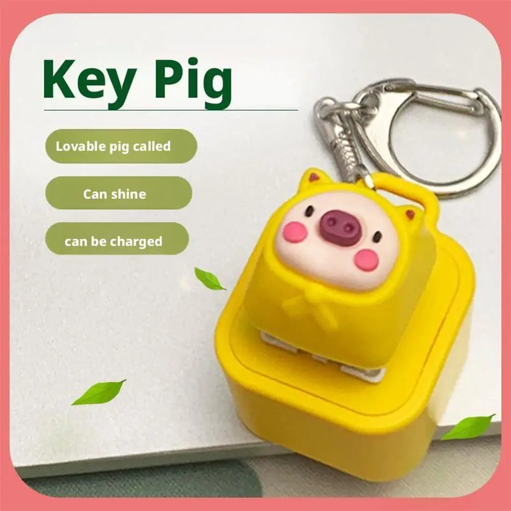 

Creative Stress-relieving Press Toy Keychain Sound-emitting Buttons Pendant Frog Pig Design Light Voice Toy Relief Venting Toys