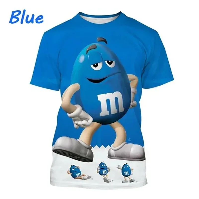 New Funny 3d Chocolate Bean Print T-shirt Fashion Cartoon Short Sleeve Cool Tops Personality Graphic Tees Y2k Clothing Tee Shirt