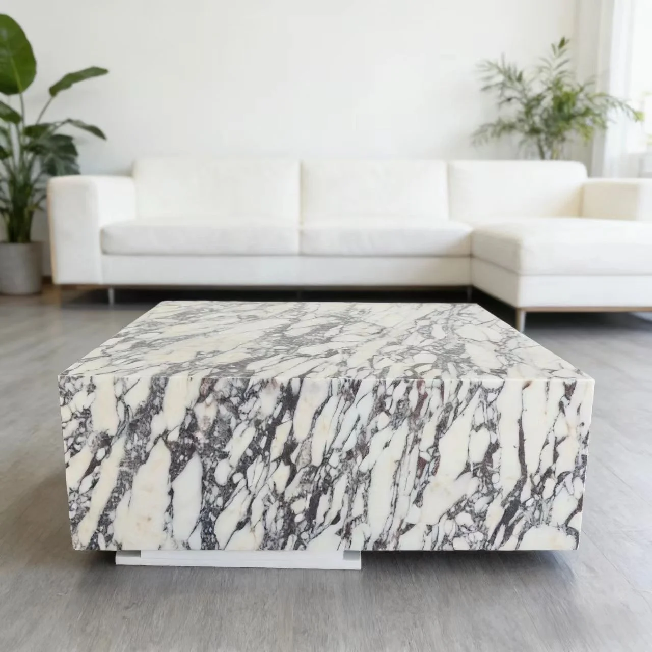 Italy Calacatta Viola Marble Living Room Furniture Modern Design High End Table Viola Calcutta Marble Coffee Table Low Plinth