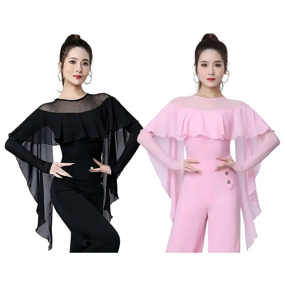 เสื้อเต้นลาตินแบบฟอลบาลา ชุดซ้อมเต้นราตรี ชุดแสดงบอลรูม ชุดแสดง ชุดเต้นซัมบ้าสมัยใหม่ เสื้อเต้นรำ