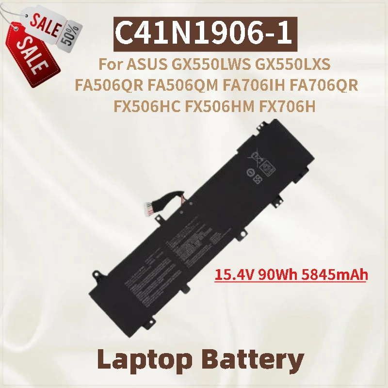 

Высококачественный аккумулятор для ноутбука C41N1906-1 15,4 В 90 Втч 5845 мАч для ASUS FA506QR FA506QM GX550LWS GX550LXS FA706IH FA706QR FX506HC