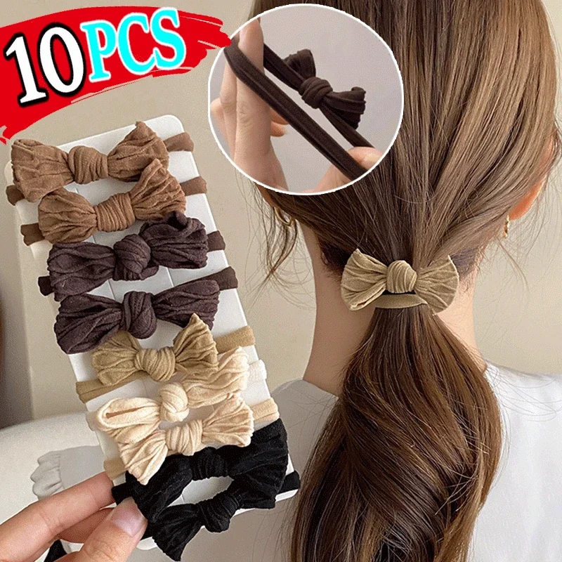 1/10PCS Women Hair Band Girls Hair Ties Bows Nylon High Elastic Rubber Bands Scrunchies Elastique Headwear Hair Accessories