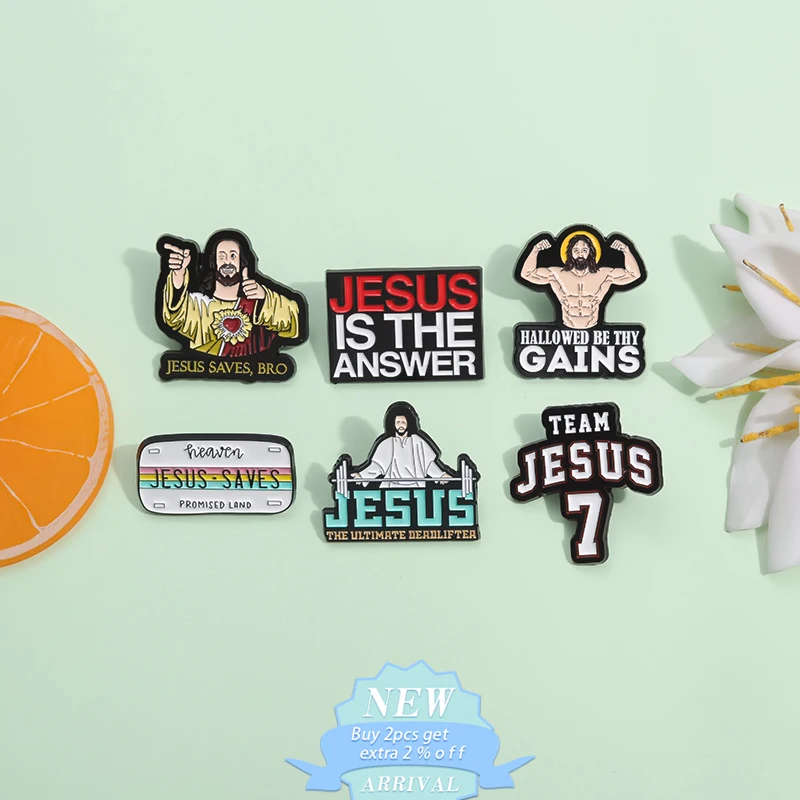 Jesus Is The Answer Enamel Pins Jesus Saves Promised Land Brooches Lapel Backpack Badge Religion Belief Christians Jewelry Gift