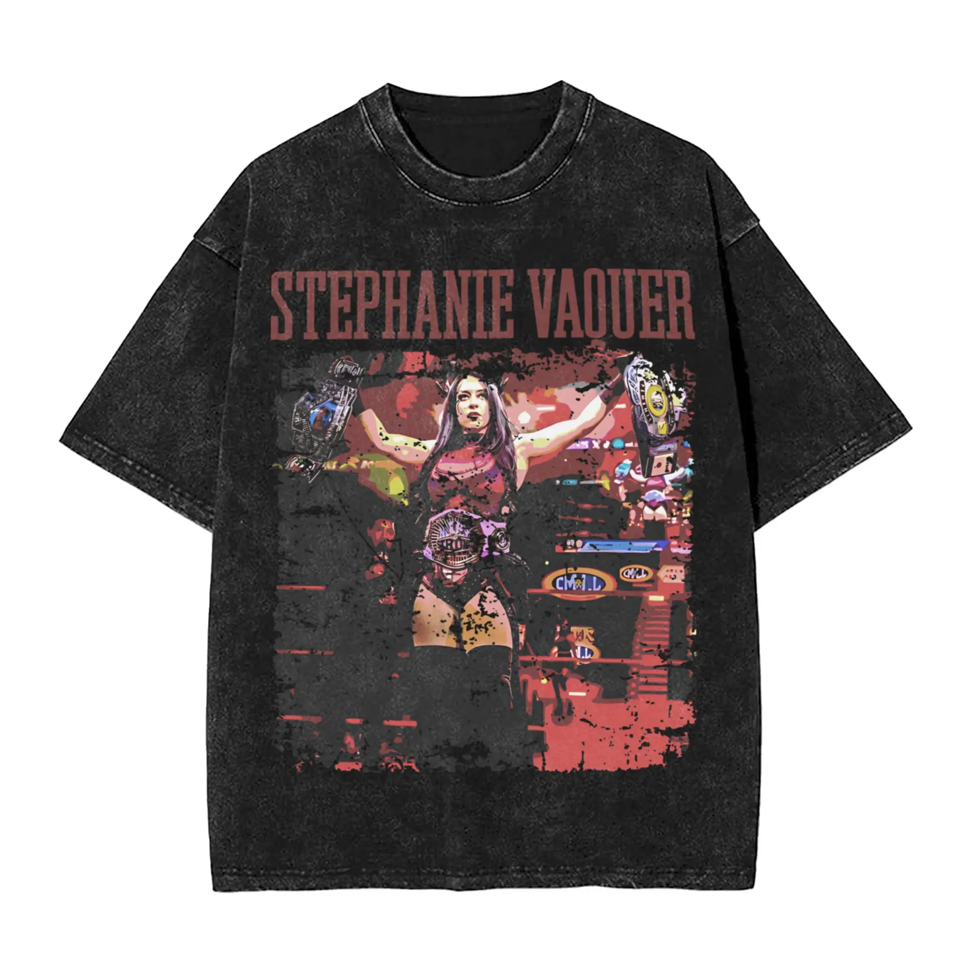 Casual Men Women Stephanie Vaquer Wrestling Wrestler Tee Shirt Oversize Washed  T Shirts Outfits
