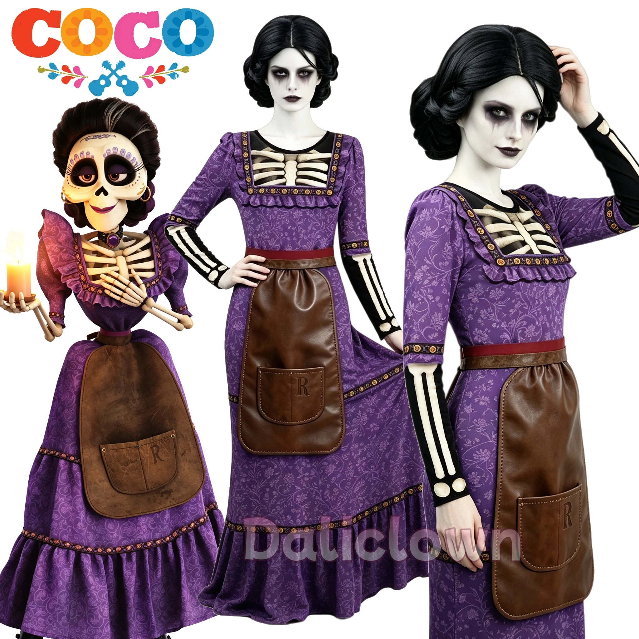 Familien-Party-Kostüm CoCo Mama Imelda Cosplay-Kleid Mexikanischer Tag der Toten Kostüm Disfraz Halloween Mujer Adulta
