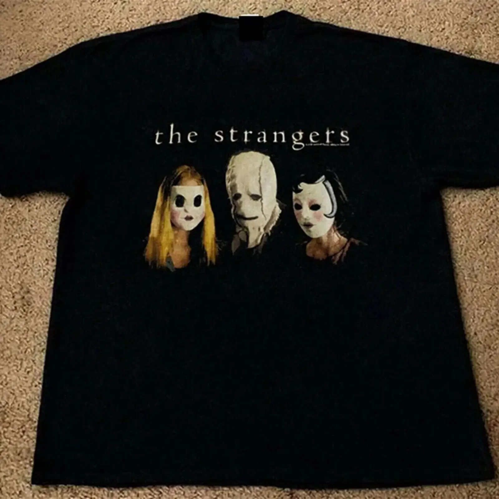 2008 The Strangers movie T shirt Black vintage Washed Slightly Stylish Soft Versatile streetwear Unisex designer clothes