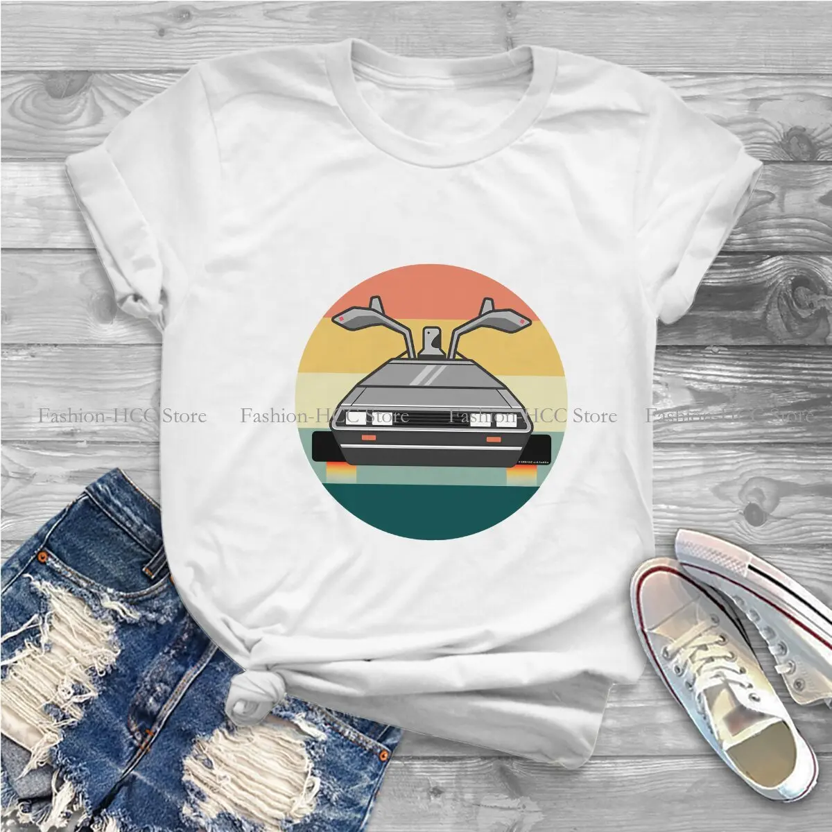 Delorean Retro Sunset Unique Polyester TShirt Back To The Future Comfortable Hip Hop Gift Idea T Shirt Short Sleeve