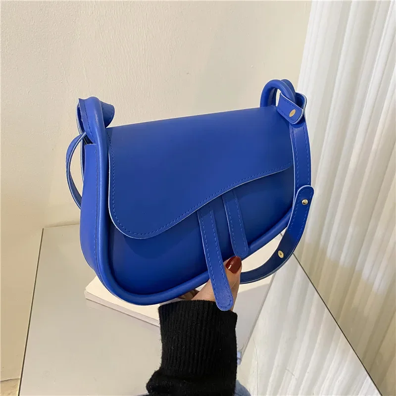 Casual Fashion Saddle Bag New Small Shoulder Bags for Women 2022 High Quality PU Leather Crossbody Female Luxury Messenger Bag