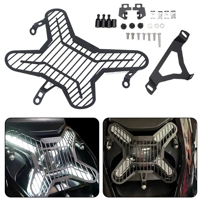 

Retro Motorcycle Front Headlight Protective Cover Frame Aluminum Motorbike Grill Headlamp Cover For BMW R1300GS 2023-2024