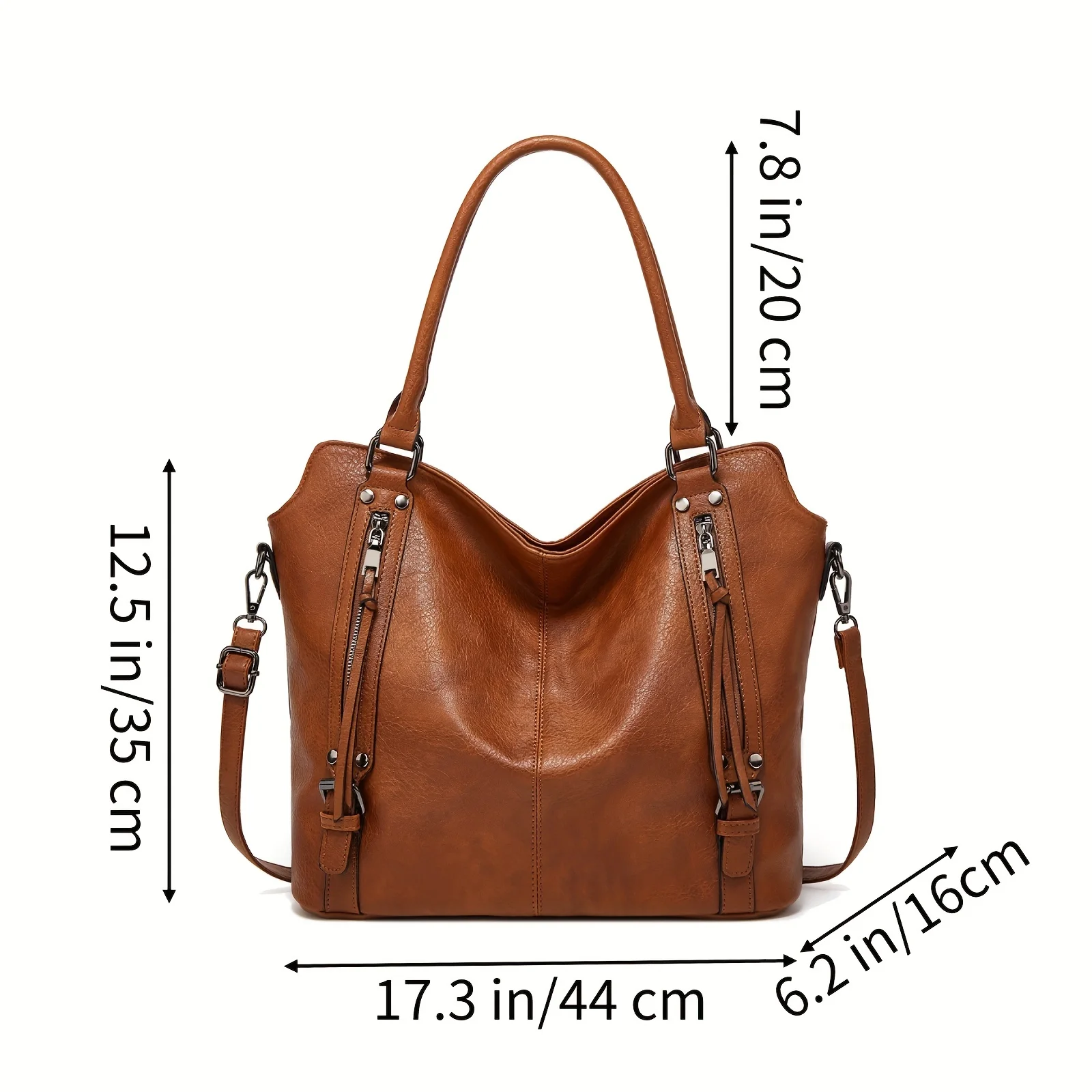 2 piece set+women\'s tote bag PU leather large capacity large pocket handbag crossbody bag Adjustable shoulder strap