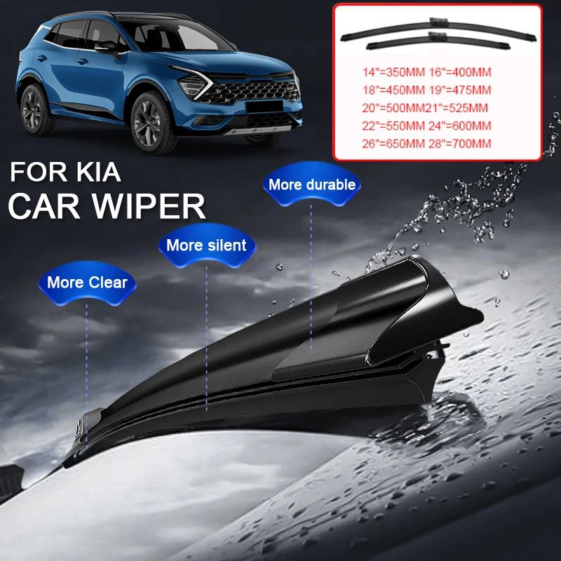 2PCS Car Front Windshield Rubber Wiper Accessor For KIA CARNIVAL KA4 EV3 EV6 EV9 NIRO SELTOS SONET SORENT SPORTAGE NQ5 QL STONIC