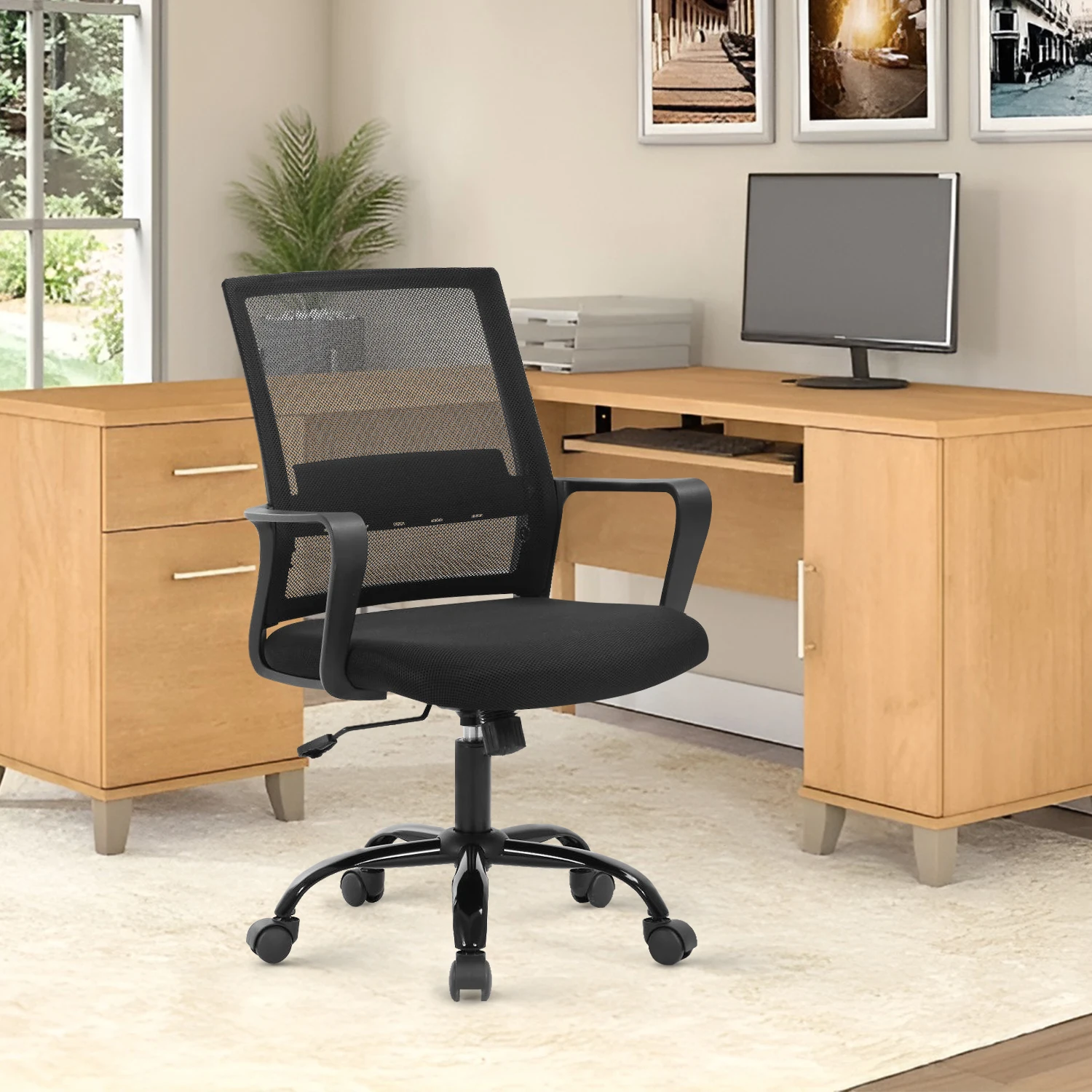 

Home Office Chair Computer Mesh Adjustable Stool Ergonomic Desk Chairs with Executive Lumbar Support Swivel Rolling for Adult