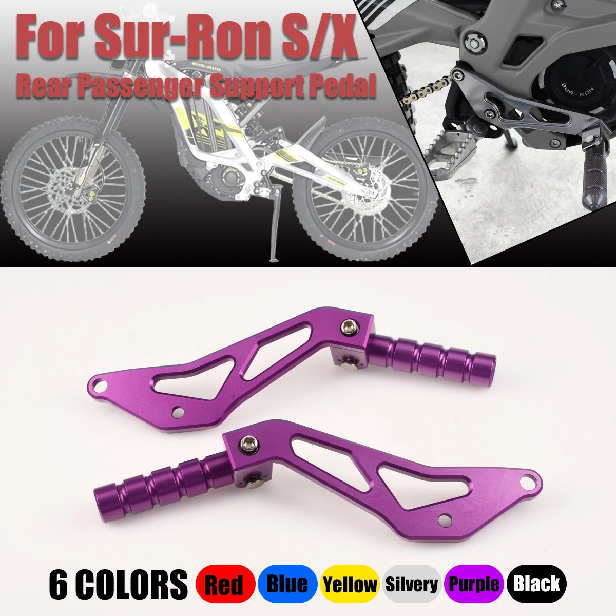 

Motorcycle Rear Passenger Foot Peg Rests Pedal Peg Bracket Off-Road Electric For SURRON Sur-Ron Light Bee X For Segway X160 X260