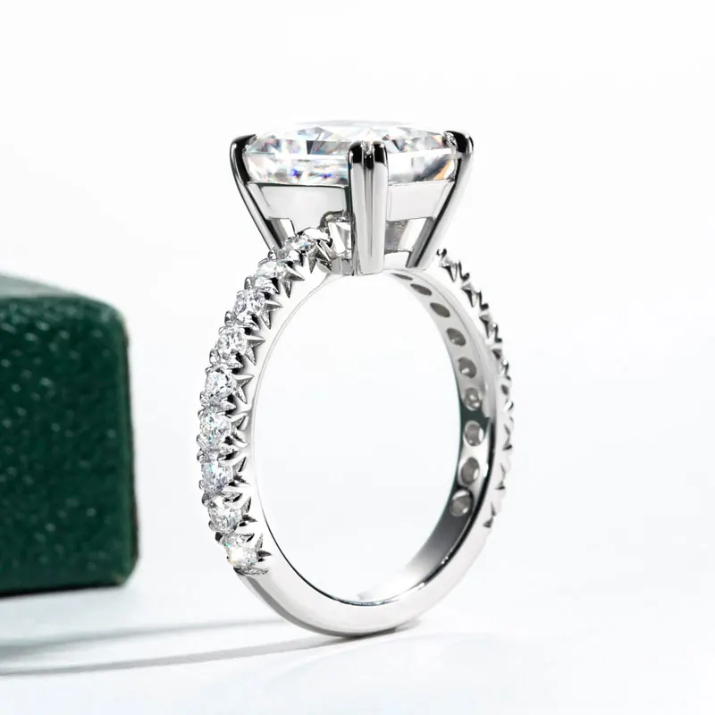 DEZO All Moissanite Engagement Rings For Women  Solid 925 Sterling Silver Radiant Cut 4 Carat VVS1 D Color GRA Certificate