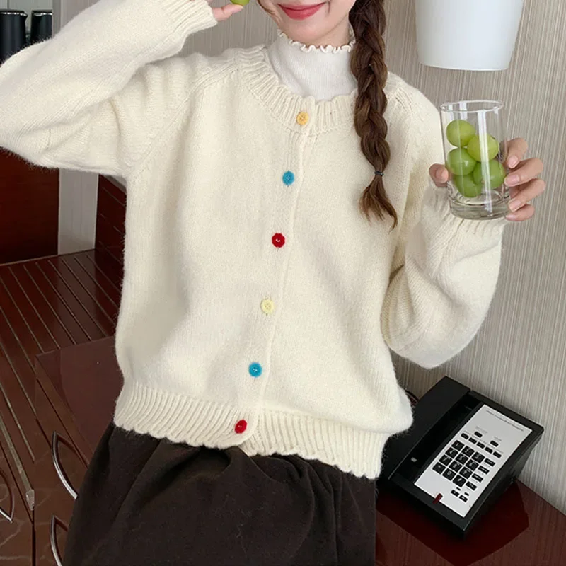 محبوك سترة المرأة بالأزرار جديد طويل الأكمام س الرقبة الصلبة متماسكة سترة سترة المرأة بلايز تريكو Sueters De Mujer Q1564 #2