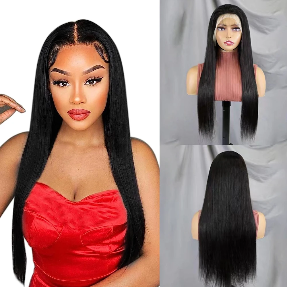 200 Density Bone Straight Lace Front Wig Glueless HD Transparent Brazilian Human Hair Wigs for Black Women 13x4 Lace Frontal Wig