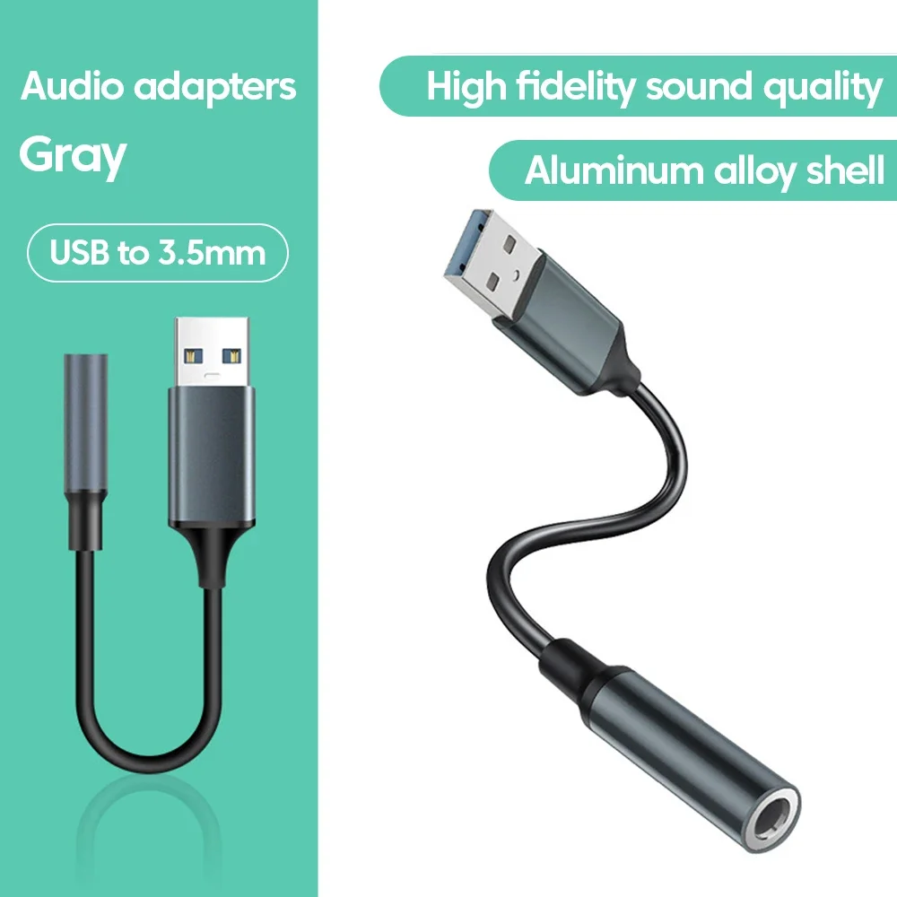 Adapter USB na gniazdo audio 3,5 mm Kabel USB A na 3,5 mm Aux Adapter USB na gniazdo audio Zestaw słuchawkowy Zewnętrzna karta dźwiękowa USB do