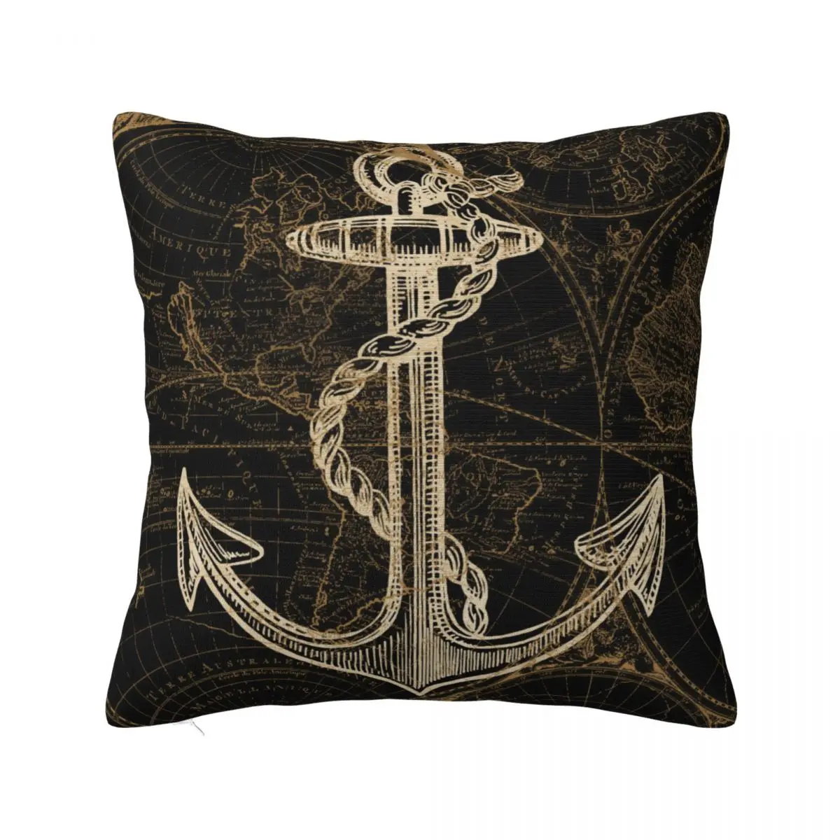 

Old World Nautical Anchor Pillowcase Soft Polyester Cushion Cover Decorations Pillow Case Cover Seat Zipper 40X40cm