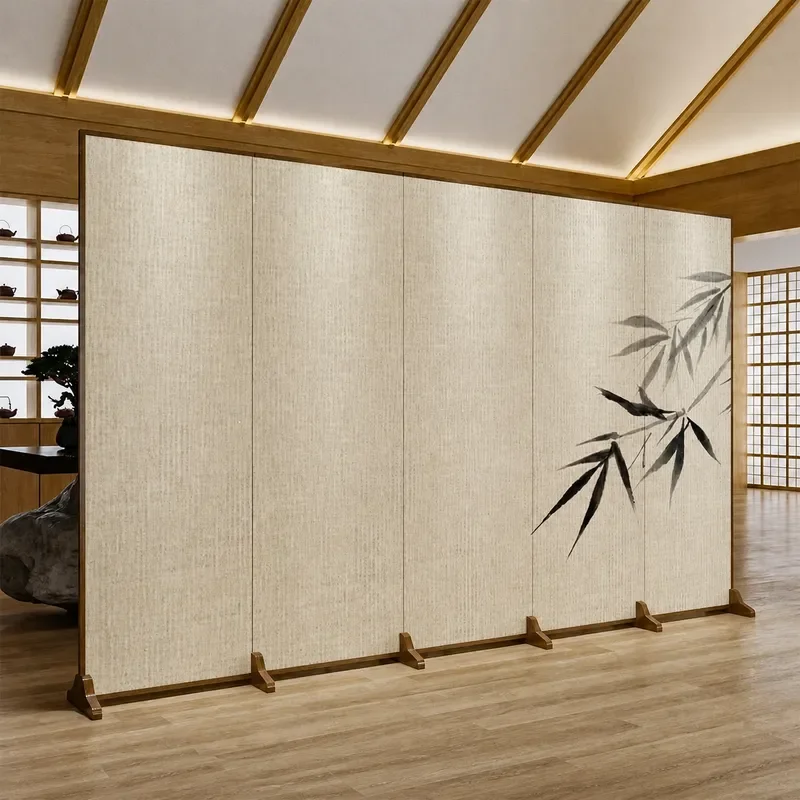 Simple Modern Chinese Style Folding Screen Partition for Living Room Entrance Office Hotel Decor Foldable Room Divider