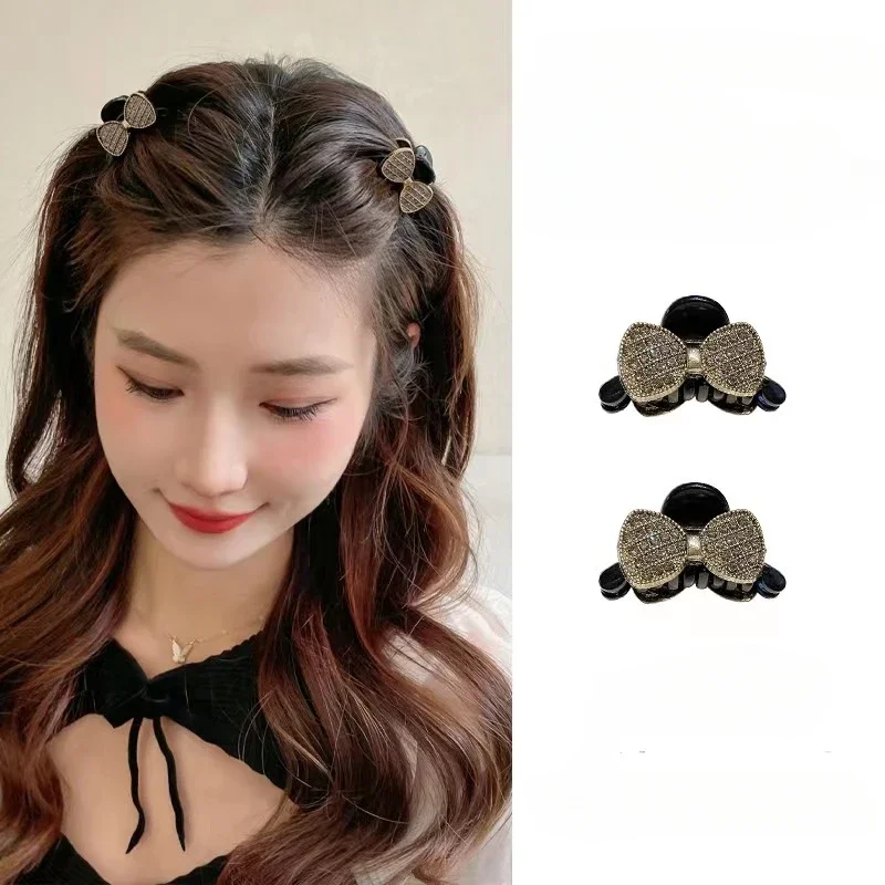 1pcs Princess Head Mini Small Bow Clip Glitter Shiny Hair Accessories Broken Hair Bangs Clip Side Head Clip Summer Headdress