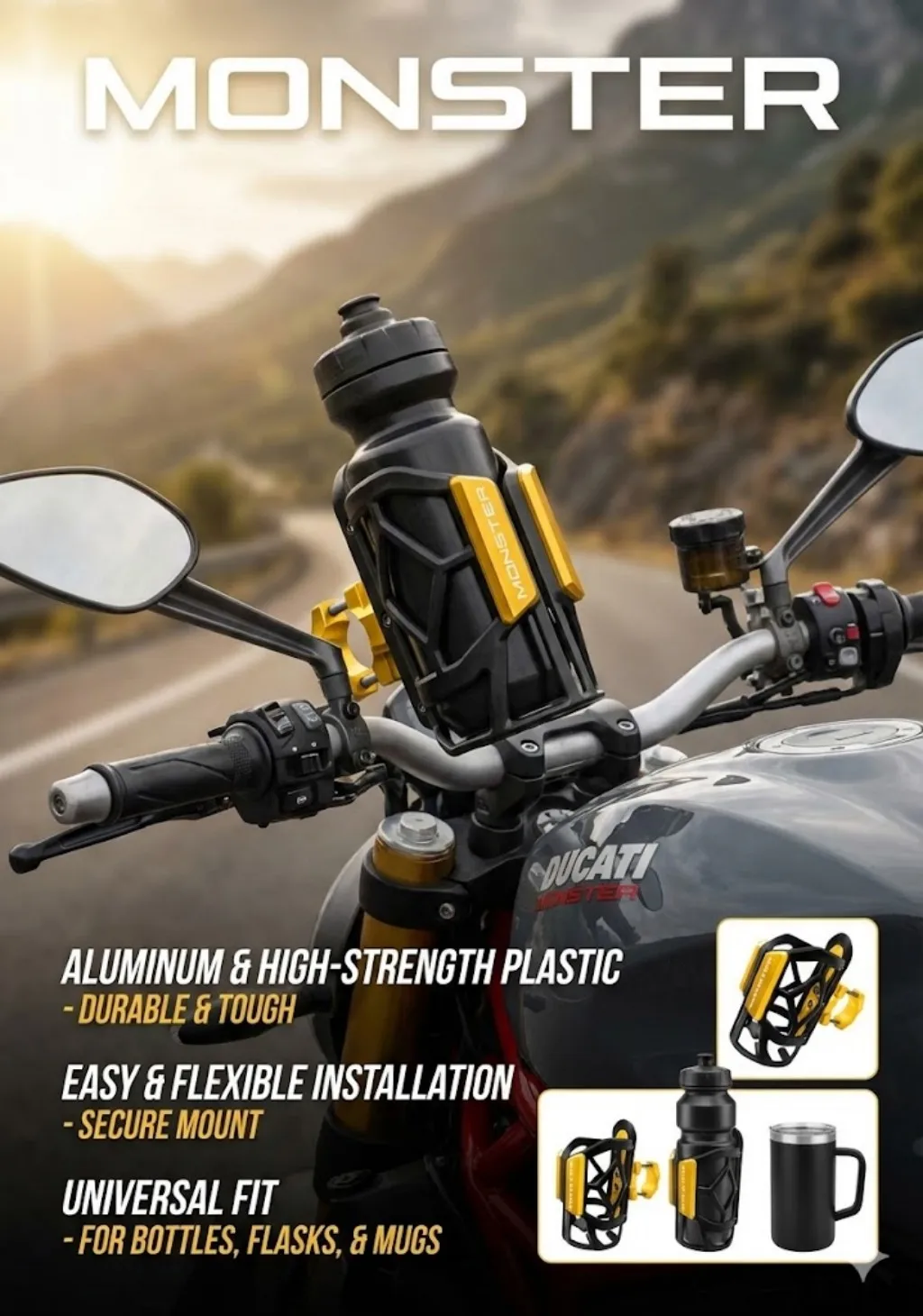 

Держатель для напитков/воды для мотоциклов DUCATI Monster 620, 695, 696, 796, 400, 600, 650, 750, 900, S2R, 800, 620MTS, высокое качество