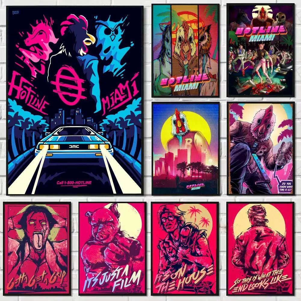 Game H- Hotline Miami Painting Calligraphy Canvas Art Styles, Wall Art Decor, Living Room Decor