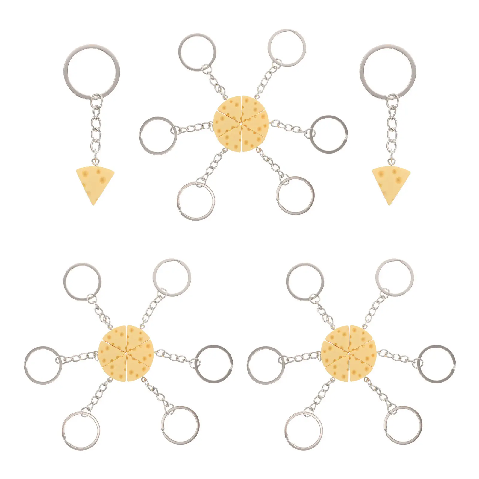 20 Pcs Resin Cheese Keychain Pendants Simulation Food Keyring Food Cheese Keychain Charms Ornaments Backpack Bag Key Holder